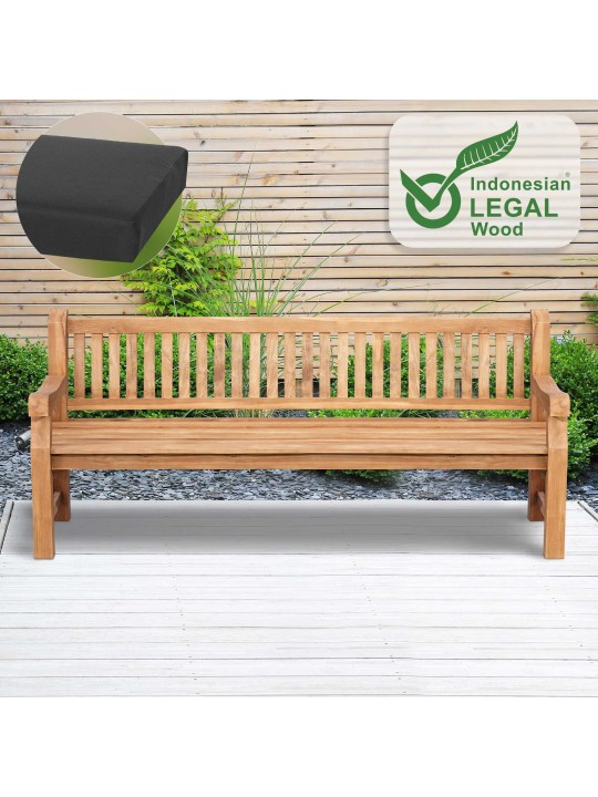 Banca de tec Jackson cu perna de sezut 220 cm + tec, gri închis