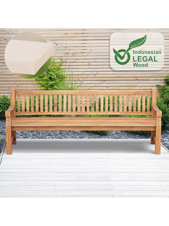 Banca de tec Jackson cu perna de sezut 240 cm + tec, crem