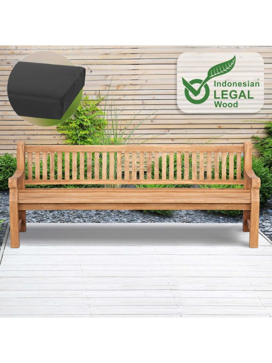 Banca de tec Jackson cu perna de sezut 240 cm + tec, gri închis