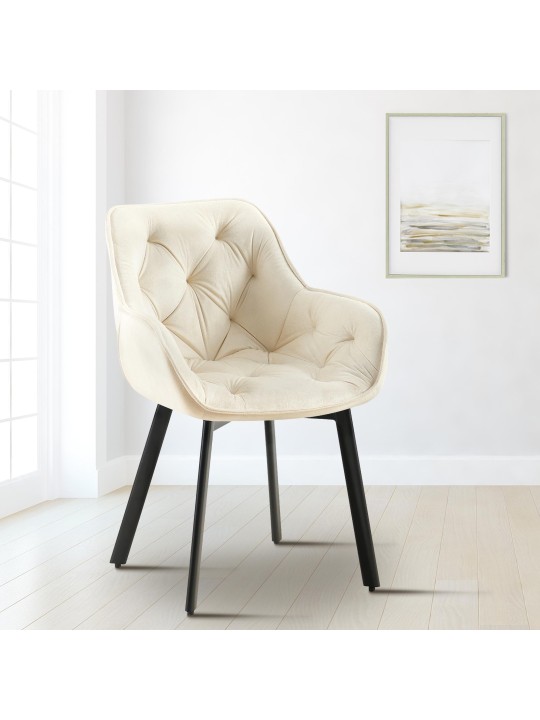 Set 2 scaune din catifea Antigo, crem Set 2 scaune din catifea Antigo, crem