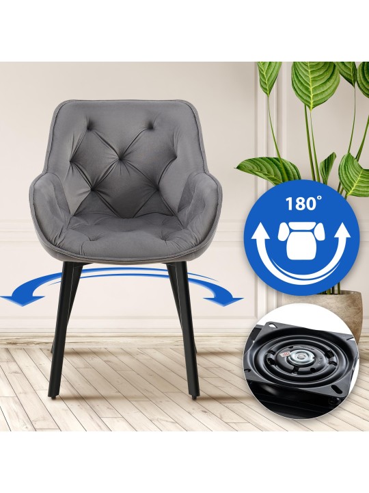 Set 2 scaune din catifea Antigo, gri închis