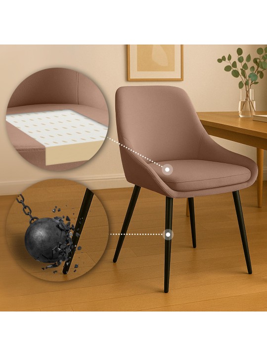 Set 2 scaune de sufragerie catifea Elmira, maro