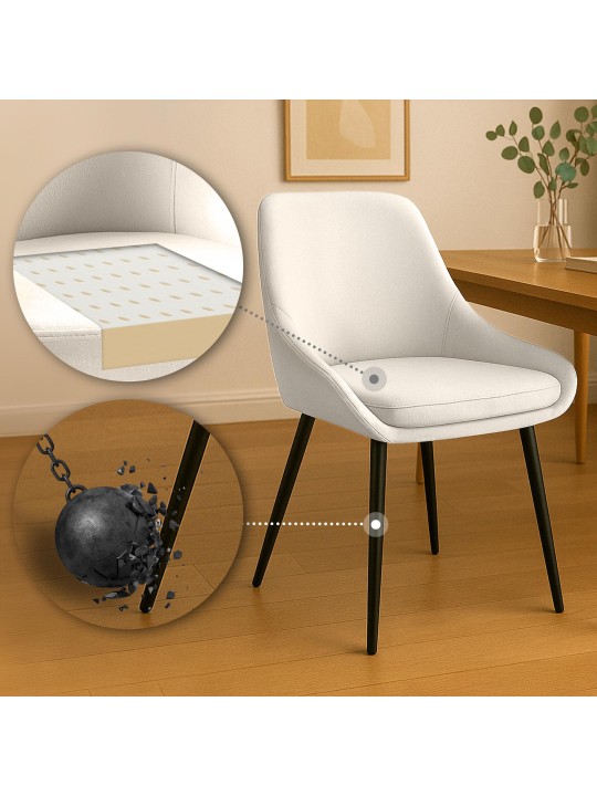 Set 2 scaune de sufragerie catifea Elmira, crem Set 2 scaune de sufragerie catifea Elmira, crem