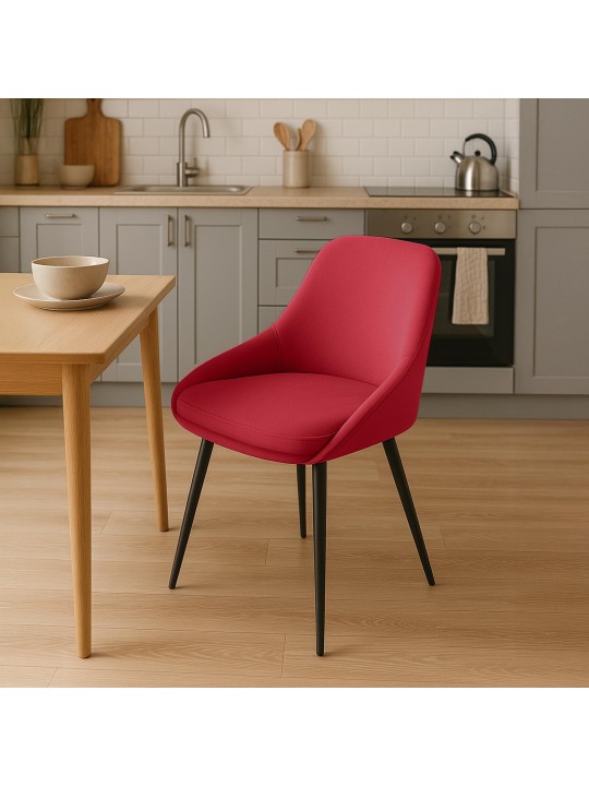 Set 2 scaune de sufragerie catifea Elmira, roșu