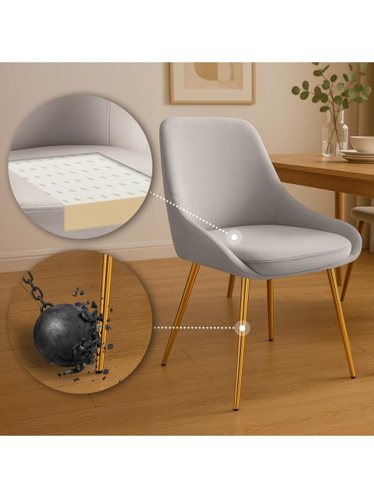 Set 2 scaune de sufragerie Elmira catifea aurie, gri