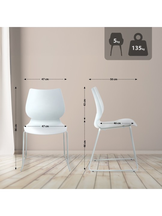 Set 2 scaune Houma, alb