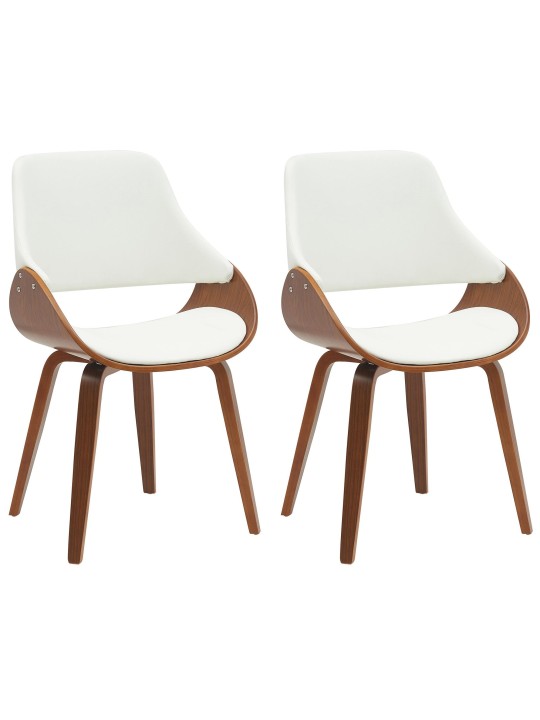 Set 2 scaune de sufragerie Vangale, nuc/alb
