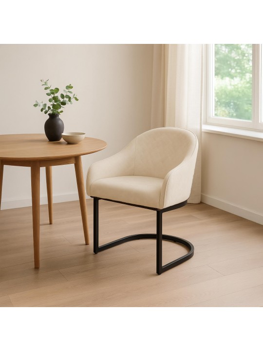 Scaun de sufragerie Jarik vintage catifea, crem