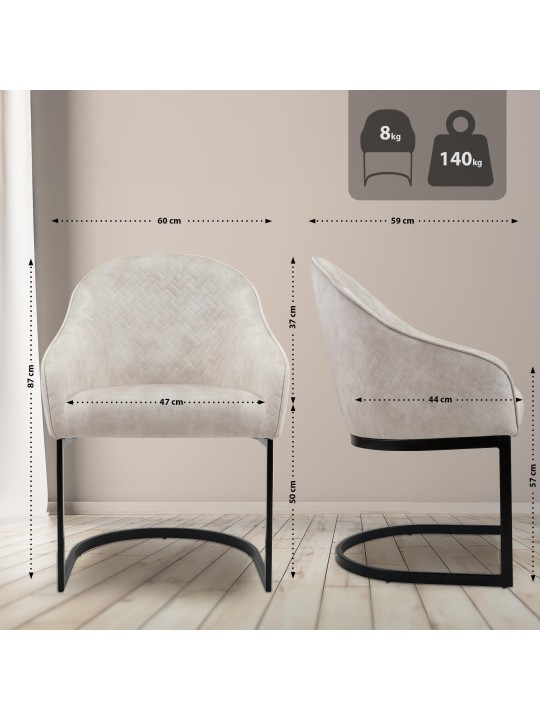 Scaun de sufragerie Jarik vintage catifea, crem