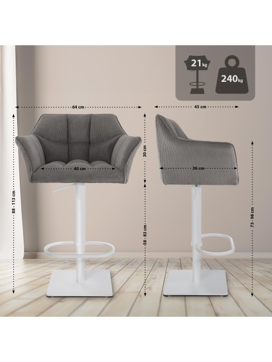 Scaun de bar Damaso W Cord, taupe Scaun de bar Damaso W Cord, taupe