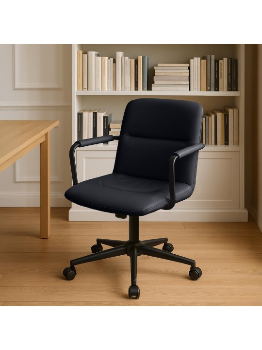 Scaun de birou Hilda piele naturala, negru