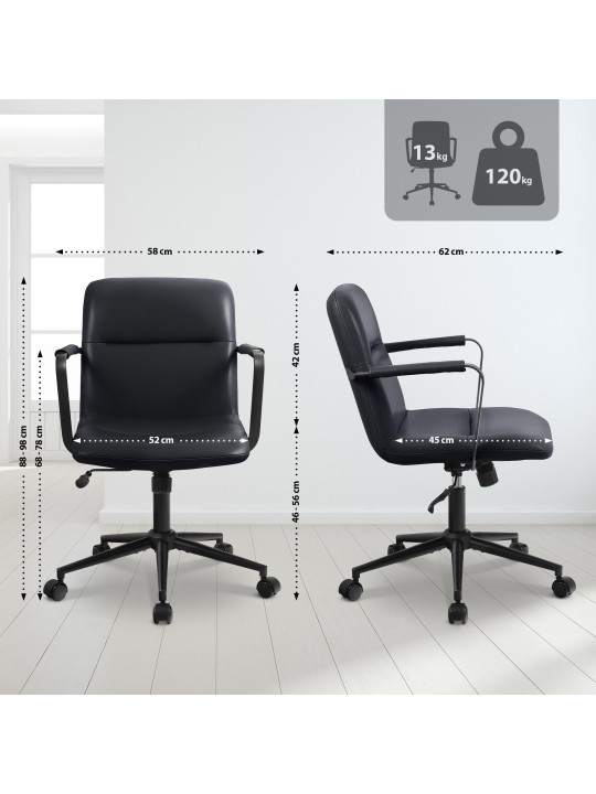 Scaun de birou Hilda piele naturala, negru