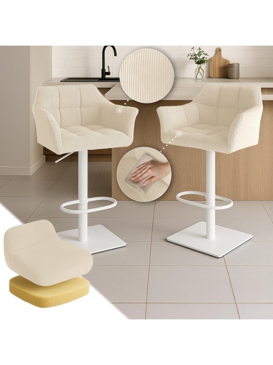 Scaun de bar Damaso W Cord, crem
