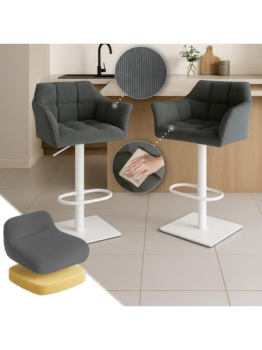 Scaun de bar Damaso W Cord, gri Scaun de bar Damaso W Cord, gri