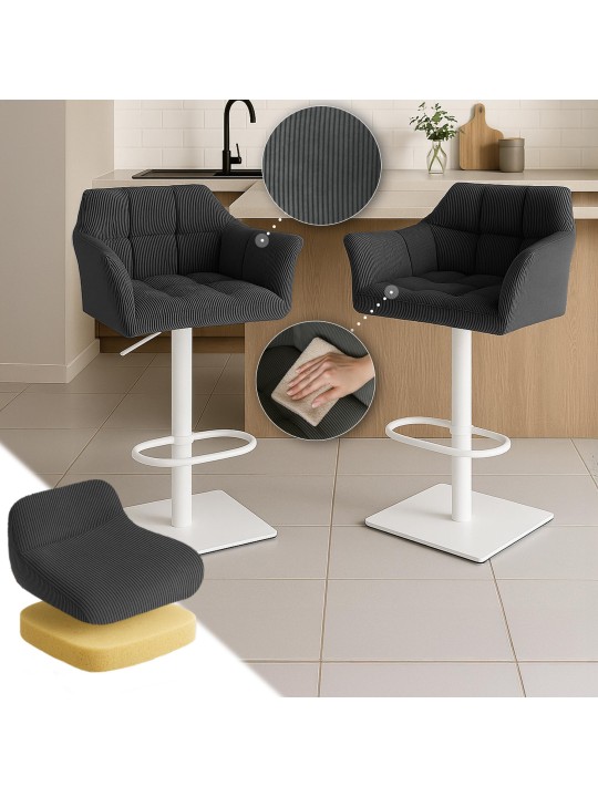 Scaun de bar Damaso W Cord, gri închis