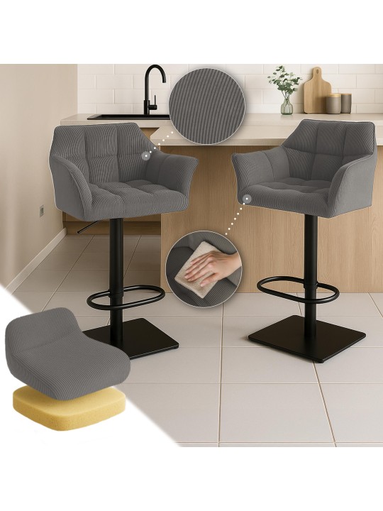 Scaun de bar Damaso B Cord, taupe