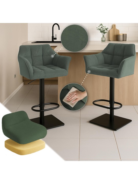 Scaun de bar Damaso B Cord, verde