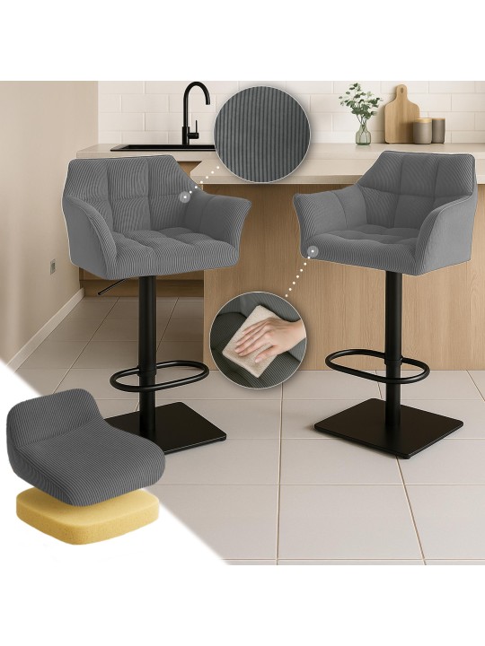 Scaun de bar Damaso B Cord, gri Scaun de bar Damaso B Cord, gri