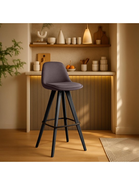 Set 2 scaune de bar Corbin Fabric Patrat, maro