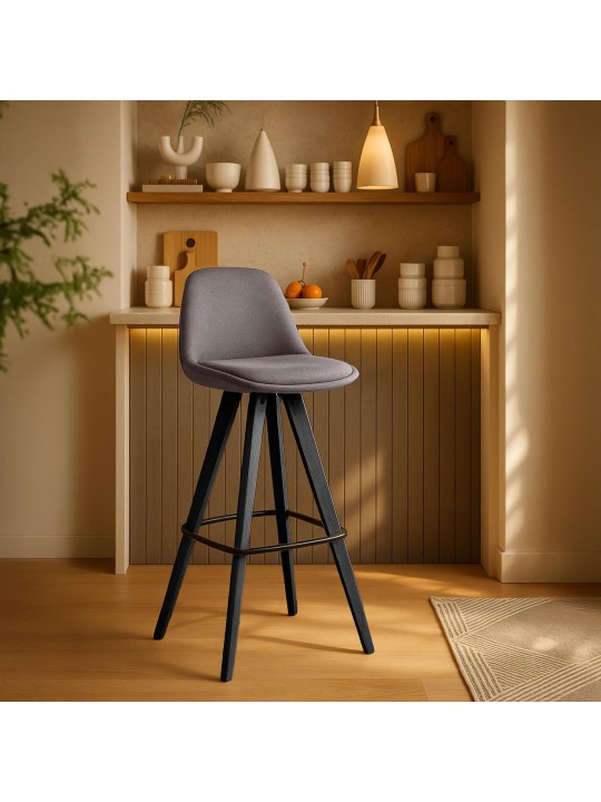 Set 2 scaune de bar Corbin Fabric Patrat, taupe