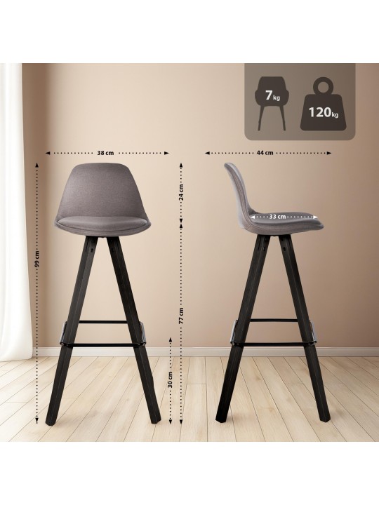 Set 2 scaune de bar Corbin Fabric Patrat, taupe