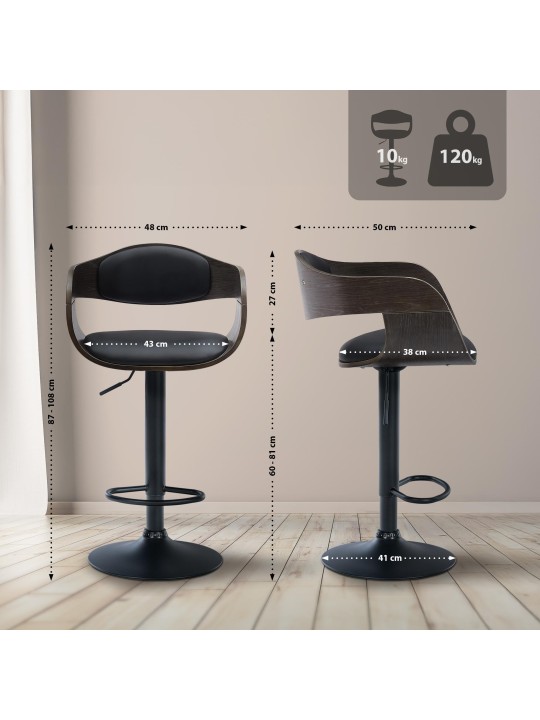 Scaun de bar Kingston B imitatie piele, negru/gri