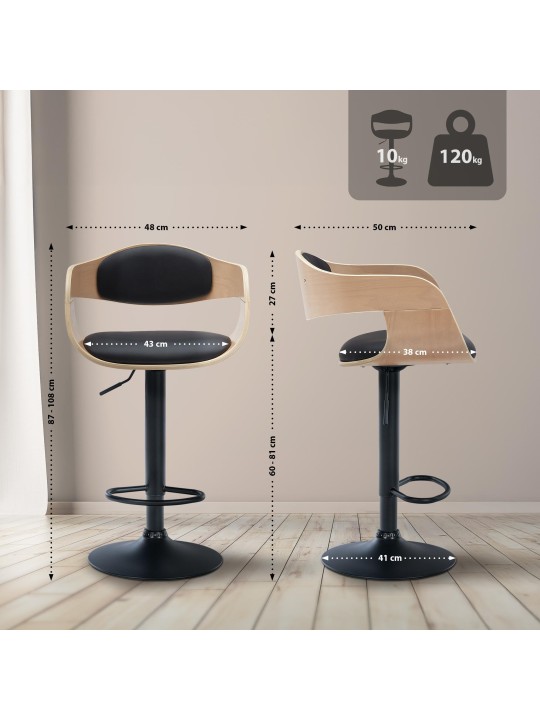 Set 2 taburete de bar Kingston B imitatie piele, natural/negru Set 2 taburete de bar Kingston B imitatie piele, natural/negru