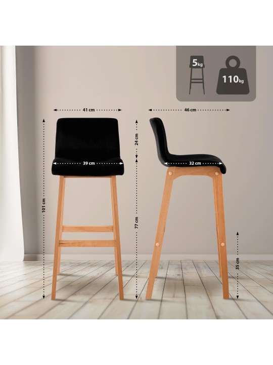 Scaun de bar Hoover Velvet Natura, negru Scaun de bar Hoover Velvet Natura, negru