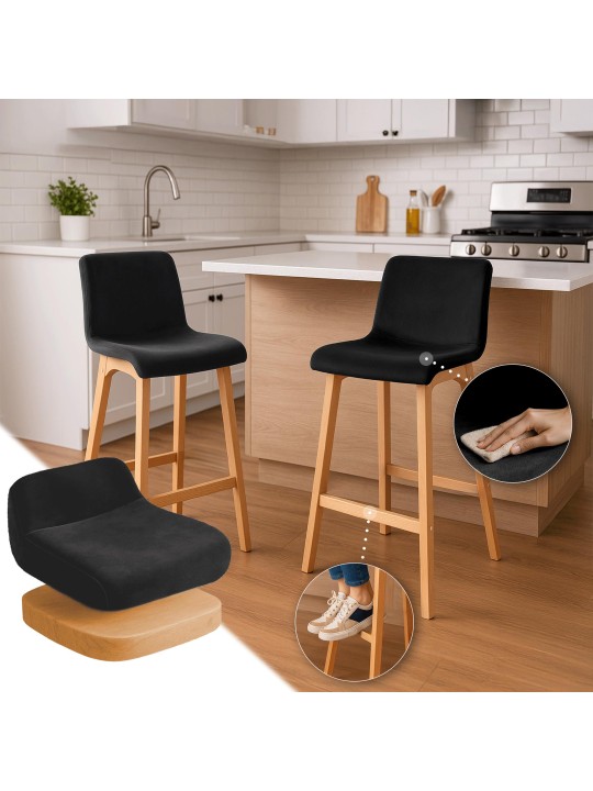 Scaun de bar Hoover Velvet Natura, negru Scaun de bar Hoover Velvet Natura, negru