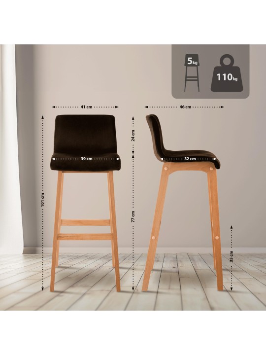 Scaun de bar Hoover Velvet Natura, maro Scaun de bar Hoover Velvet Natura, maro