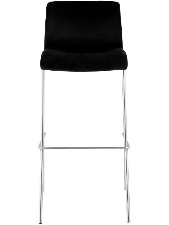 Scaun de bar Hoover catifea 4 picioare cromat, negru Scaun de bar Hoover catifea 4 picioare cromat, negru