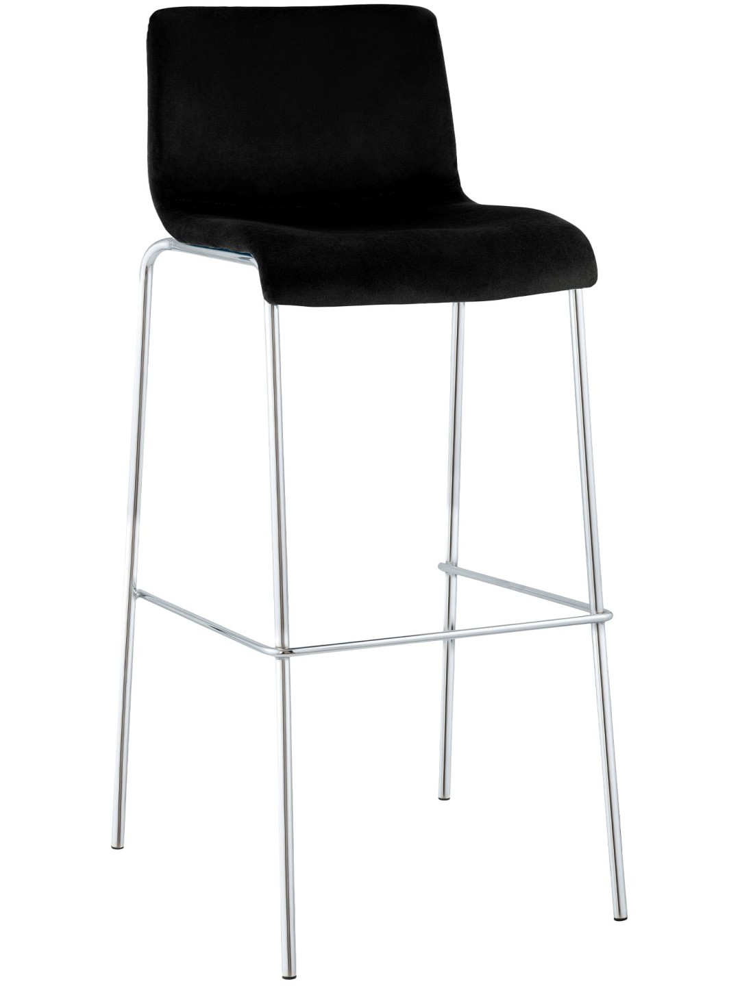Scaun de bar Hoover catifea 4 picioare cromat, negru