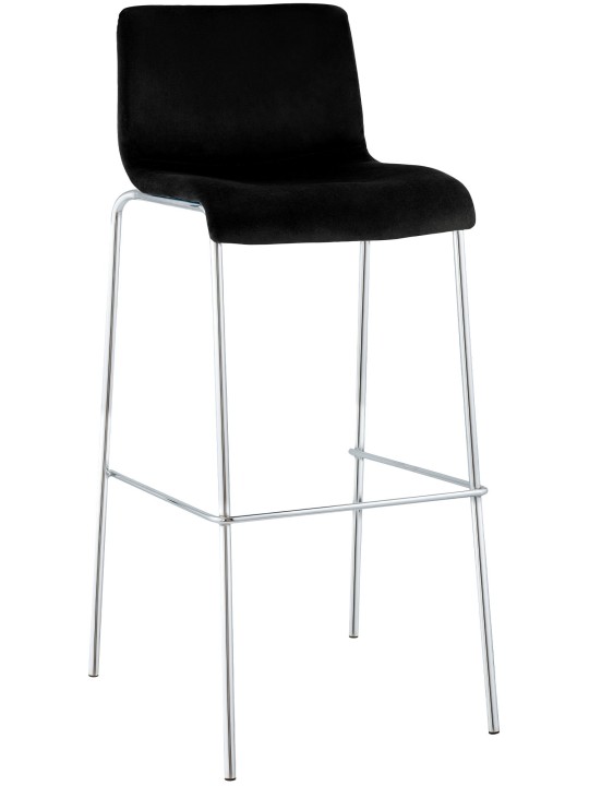 Scaun de bar Hoover catifea 4 picioare cromat, negru Scaun de bar Hoover catifea 4 picioare cromat, negru
