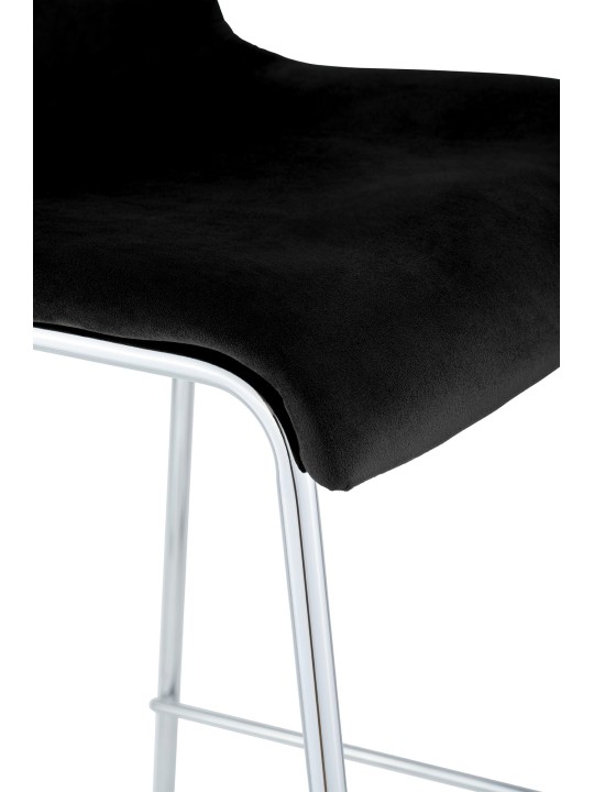 Scaun de bar Hoover catifea 4 picioare cromat, negru Scaun de bar Hoover catifea 4 picioare cromat, negru