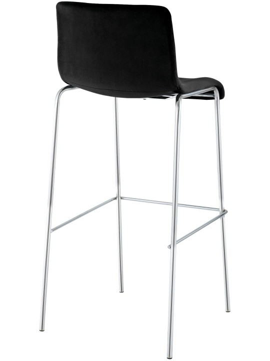 Scaun de bar Hoover catifea 4 picioare cromat, negru Scaun de bar Hoover catifea 4 picioare cromat, negru