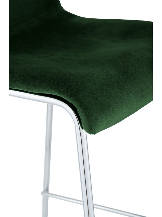 Scaun de bar Hoover catifea 4 picioare cromat, verde