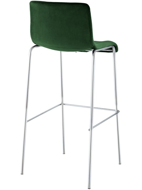 Scaun de bar Hoover catifea 4 picioare cromat, verde