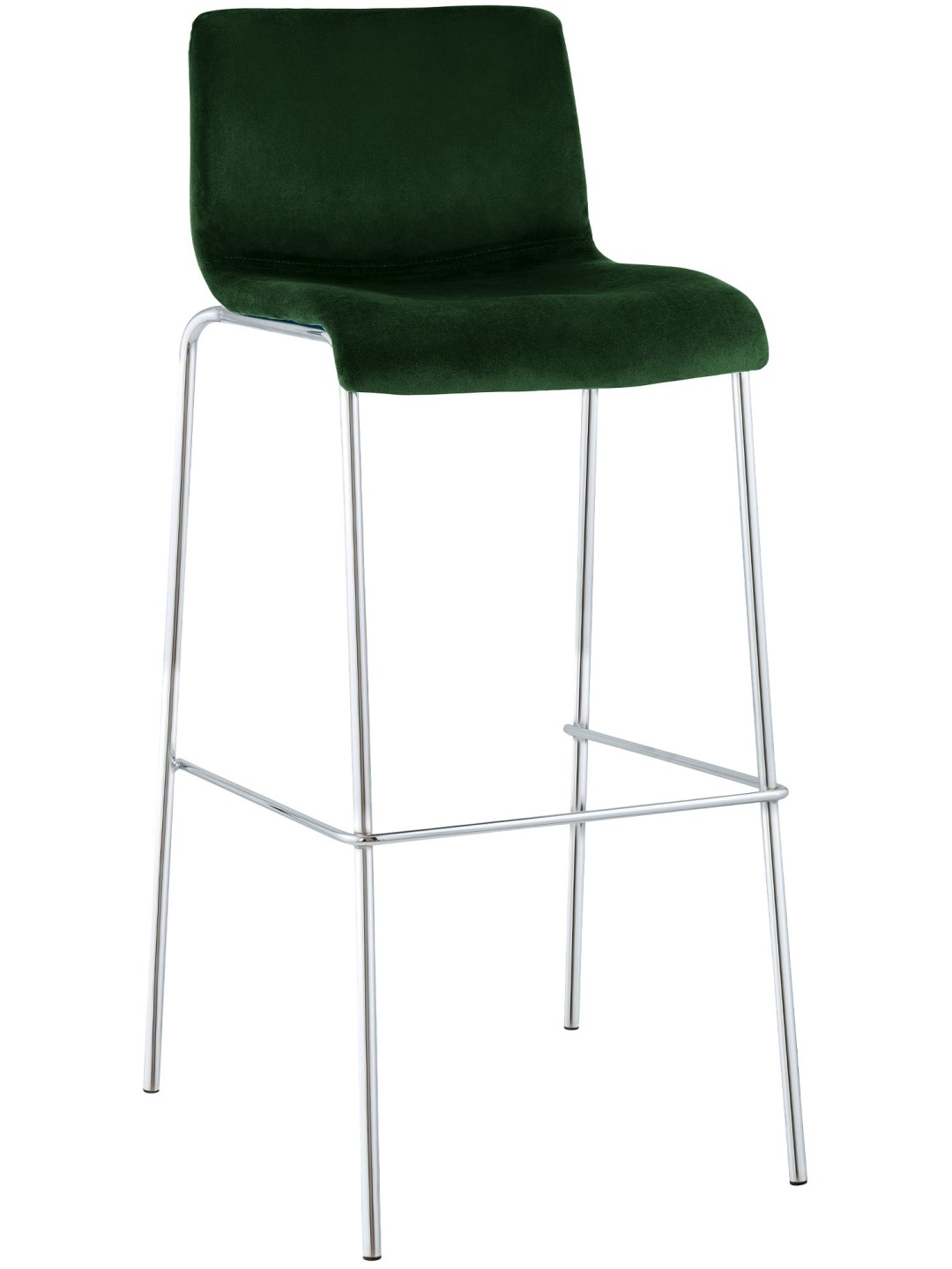 Scaun de bar Hoover catifea 4 picioare cromat, verde