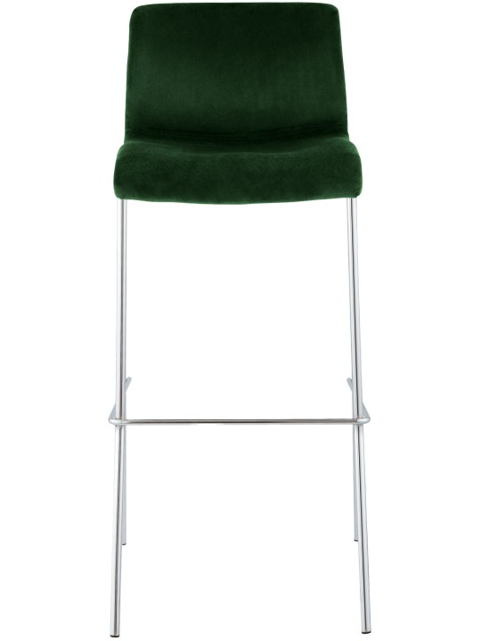 Scaun de bar Hoover catifea 4 picioare cromat, verde