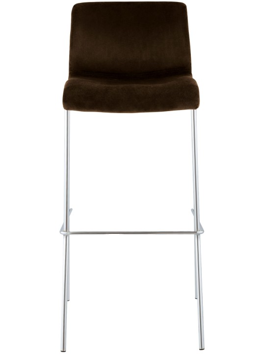 Scaun de bar Hoover catifea 4 picioare cromat, maro Scaun de bar Hoover catifea 4 picioare cromat, maro