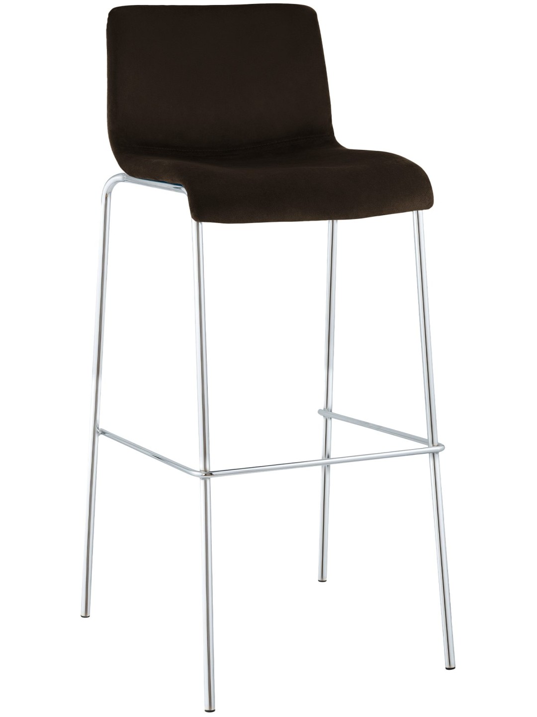 Scaun de bar Hoover catifea 4 picioare cromat, maro