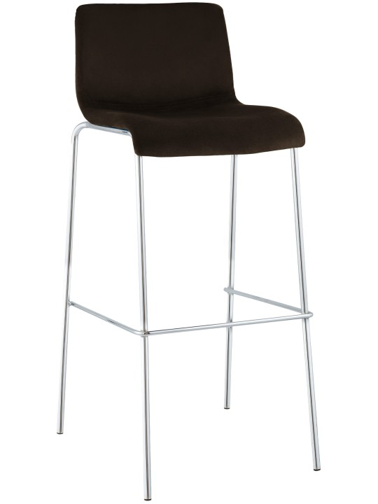 Scaun de bar Hoover catifea 4 picioare cromat, maro Scaun de bar Hoover catifea 4 picioare cromat, maro
