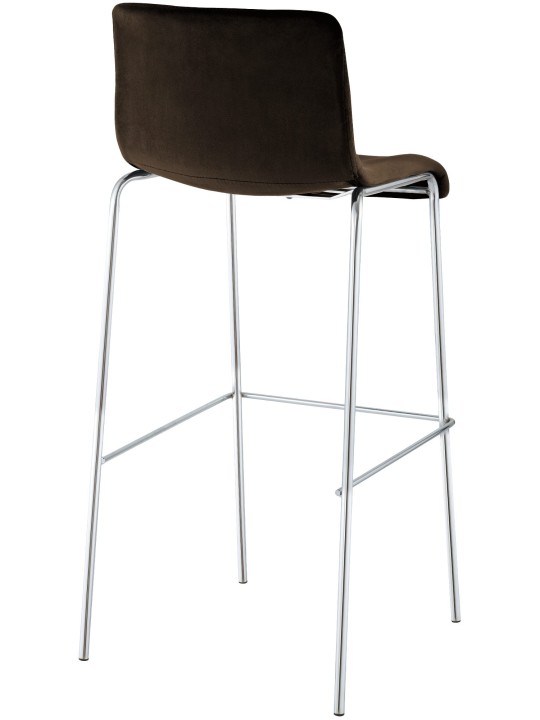 Scaun de bar Hoover catifea 4 picioare cromat, maro Scaun de bar Hoover catifea 4 picioare cromat, maro