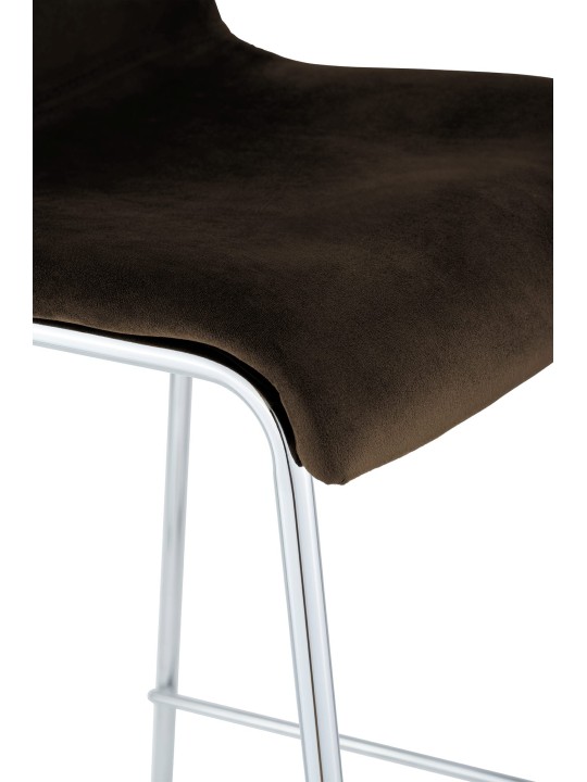 Scaun de bar Hoover catifea 4 picioare cromat, maro Scaun de bar Hoover catifea 4 picioare cromat, maro