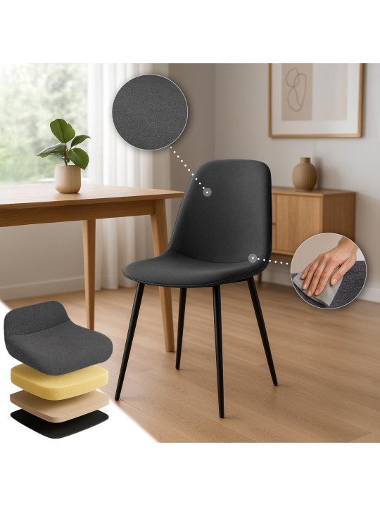 Set 2 scaune de sufragerie Maryam stofa, gri închis Set 2 scaune de sufragerie Maryam stofa, gri închis