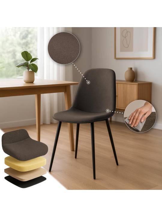 Set 2 scaune de sufragerie Maryam stofa, maro Set 2 scaune de sufragerie Maryam stofa, maro