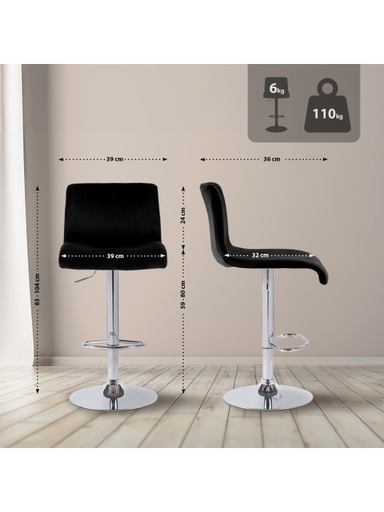 Scaun de bar Hoover catifea C, negru