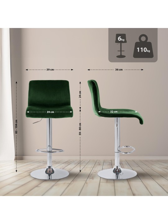 Scaun de bar Hoover catifea C, verde