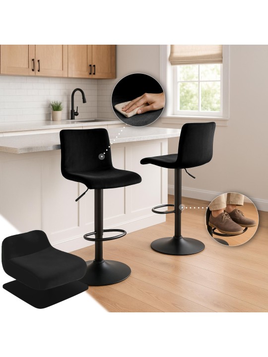 Scaun de bar Hoover catifea B, negru