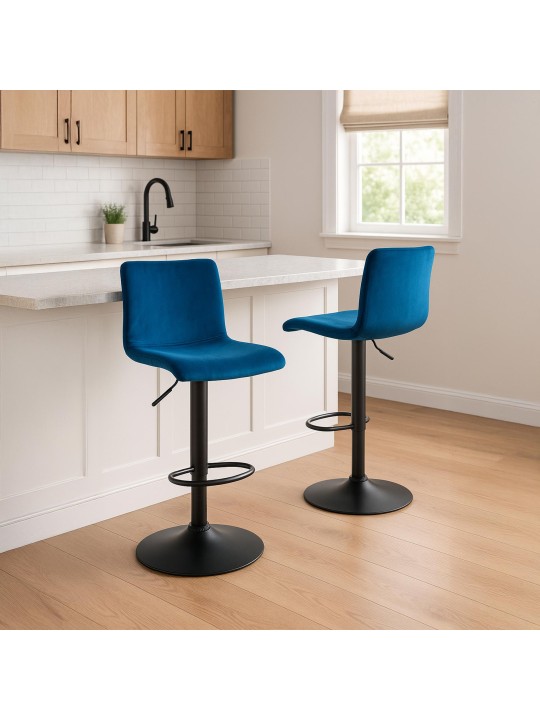 Scaun de bar Hoover catifea B, albastru Scaun de bar Hoover catifea B, albastru